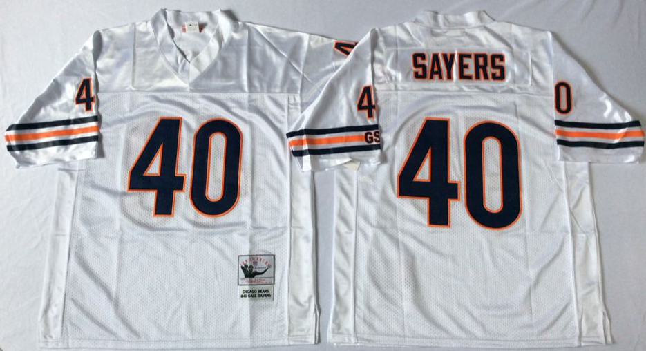 Men NFL Chicago Bears #40 Sayers white style2 Mitchell Ness jerseys